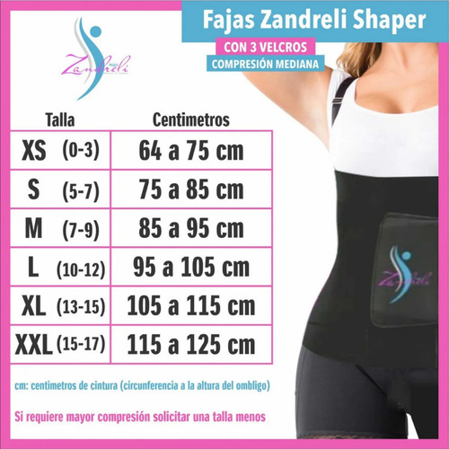 Faja 3 Velcros Doble Cinturon Mayor Ajuste Cintura Postparto Negro M