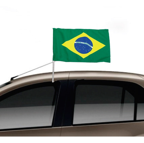 Bandeira Do Brasil Com Suporte Janela Do Carro - 2un