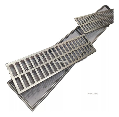 6 Mts Grelha Pluvial 20x100 Aluminio Com Tela Anti Inseto