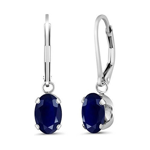 Pendientes De Plata De Ley 925 Azul Zafiro Para Mujer 358 Ct