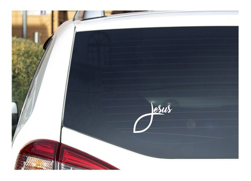 Calco Auto Sticker Religioso Pez Jesus Cristo Dios Vinilo 