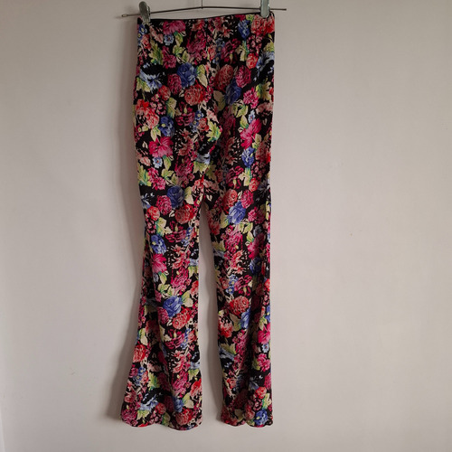 Pantalon De Fibrana Oxford Floreado Con Cierre Talle S