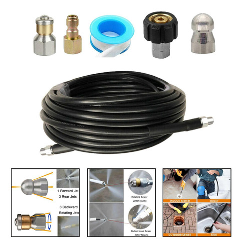 Kit De Limpieza De Tubos De Drenaje, 98 Pies, 1/4 Pulgadas,