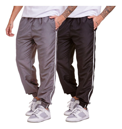 Kit 2 Calça Masculina Tactel Punho Jogger Uniforme