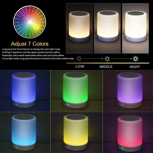 Bocina Bluetooth Luz Led Rgb Microsd Aux3.5 Usb Touch