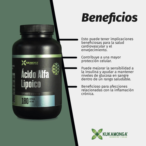 Ácido Alfa Lipoico - 180 Cáps De 500 Mg Sabor Sin sabor