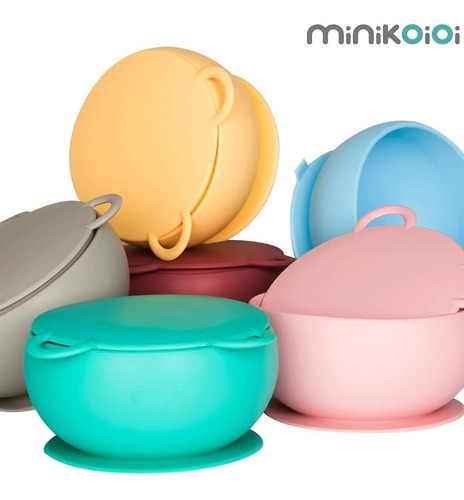 Imagen 6 de 7 de Bowl Silicona 450ml Antideslizante Con Tapa Minikoioi Bowly