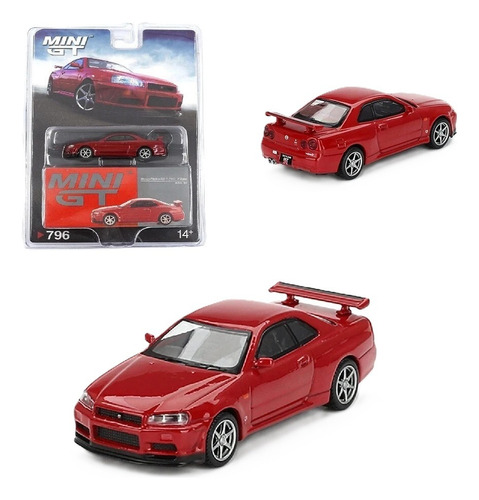 Mini Gt Nissan Skyline Gt-r (r34) V-spec Active Red # 796 Color Rojo
