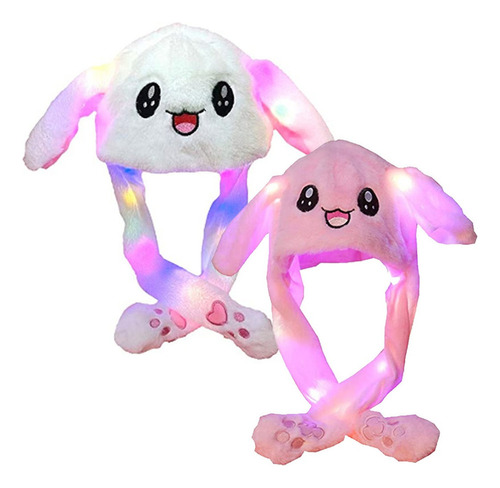 2 Sombreros Kawaii Con Orejas Movibles Con Luz Led Para Niño