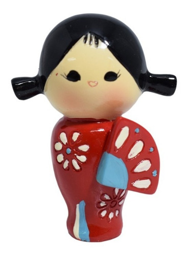 Kokeshi Muñeca Japonesa De Madera Roja 7,5cm Varios Modelos
