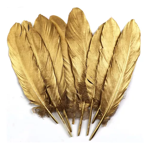 50 Piezas De Plumas Doradas De Ganso Natural Para Atrapasue.