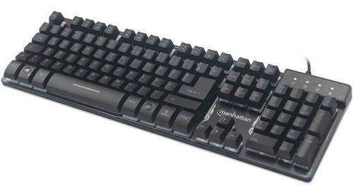 Teclado Manhattan Gaming Retroiluminado Led Alambrico 178457 Color del teclado Negro Idioma Español