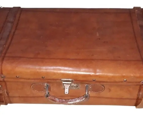 Deco - Valija Antigua De Cuero 75 Cm Con Llave Baul Grande | Envío gratis