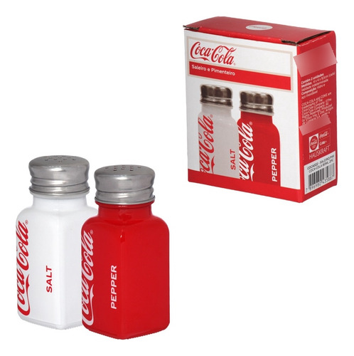Kit Saleiro Pimenteiro Premium Vidro Sal Pimenta Coca Cola