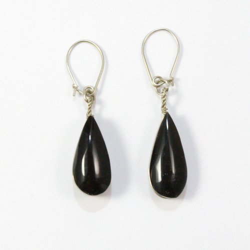 Aretes Gota Obsidiana