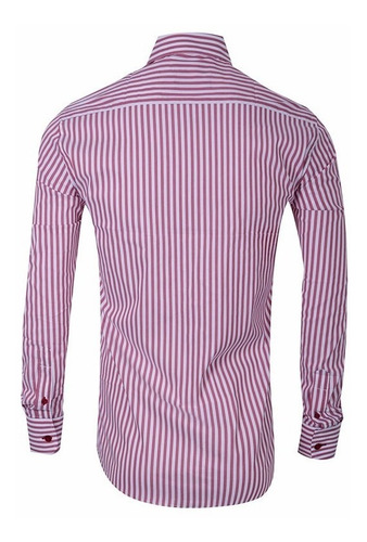 Imagen 3 de 5 de Camisas Elastizadas A Rayas Slim Fit - Quality Import Usa