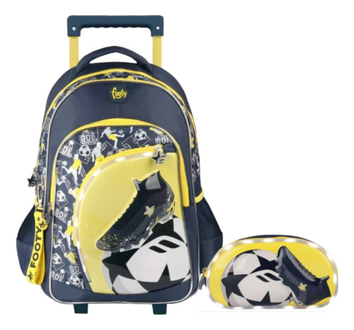 Combo Mochila 18 Carro Footy Pelota Led Original 