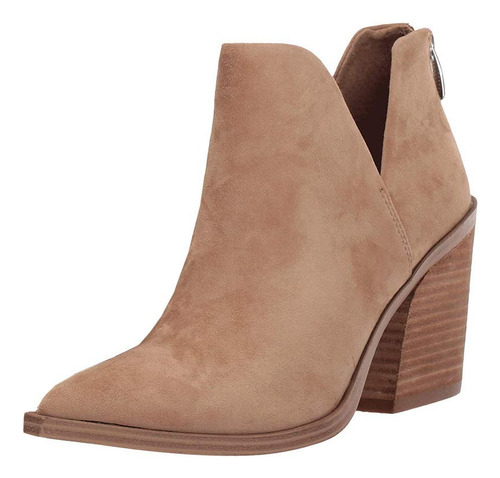 Botines De Tacón Medio Con Punta Puntiaguda Para Mujer