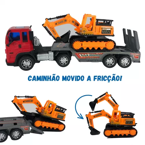 Caminhão Truck A Fricção + 2 Trator Brinquedo Infantil