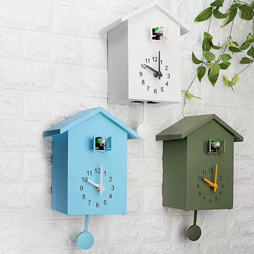  Reloj de cuco, reloj de pared de cuco con péndulo, reloj de  pájaro, voz de pájaro natural o llamada de cuco, reloj de cuarzo péndulo de  cuco para decoración del hogar