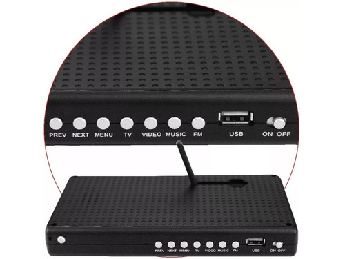 Tv Digital Tela 7 Hd Portátil Bateria Sd Av Usb Fm Mp3 Vídeo