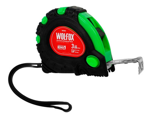 Flexometro Wincha Ancha 3 Metros X 5/8  Verde Wolfox Wf9491