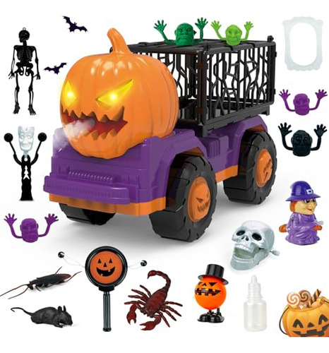 Qlt Halloween Pumpkin Truck Toys Set For 3+ Years Old K...