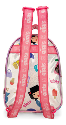 Bolsa Niñas Backpack Cloe Satreli Chico Color Plateado