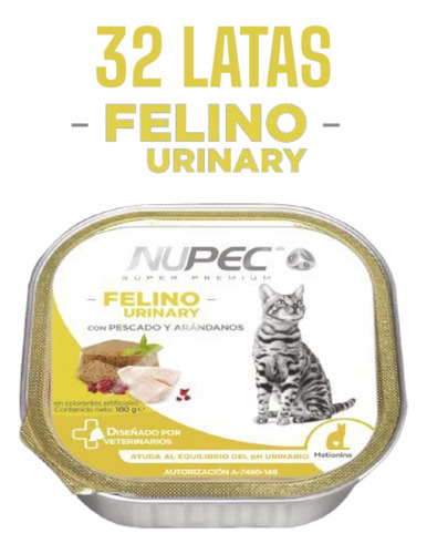32 Latas Nupec Felino Urinary 100g | Prevención Cristales