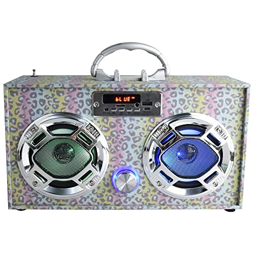 Mini Boombox Altavoces Led - Altavoz   Retro Radio Fm M...