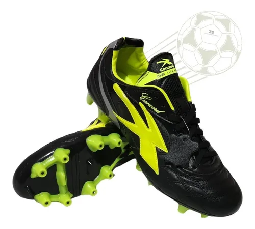 Zapato Futbol Soccer Concord S201xn Piel Negro Amarillo S201