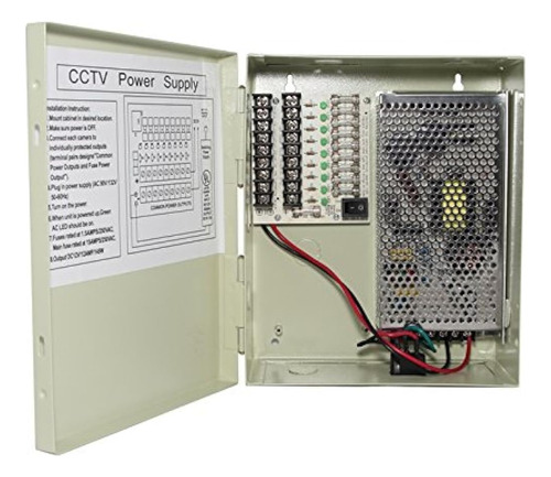 Instaladorcctv 9 Salidas 12 Amperios 12 V Cc Caja De Fuente 