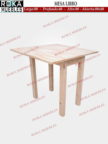 Imagen 3 de 4 de Mesa Extensible Libro 80x40 A 80x80 Roka