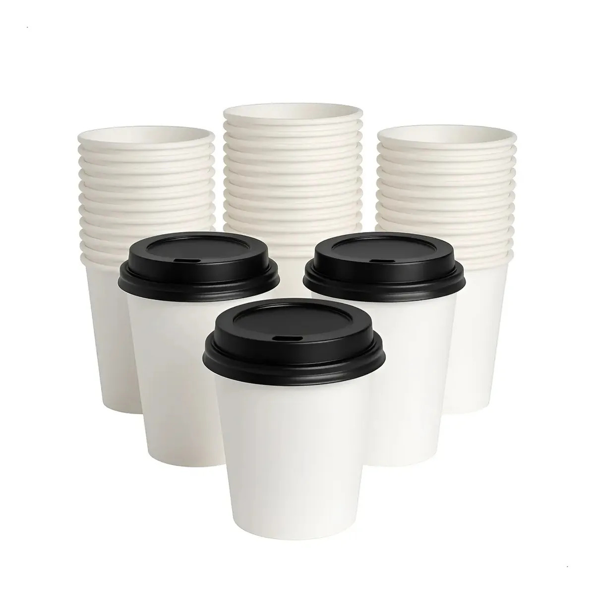 Copo Papel 200ml Café Expresso 100un Biodegradável Com Tampa Branco