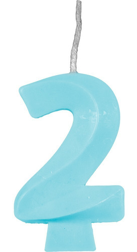 Número 2 - Vela Candy Colors Azul - Bolo E Aniversário
