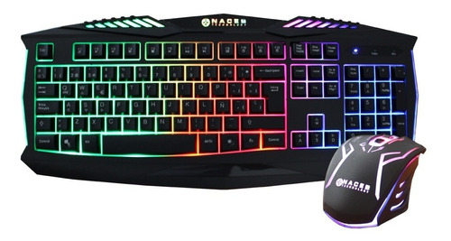 Kit Combo Gamer Teclado Y Mouse Metalico Naceb Na-617 Led