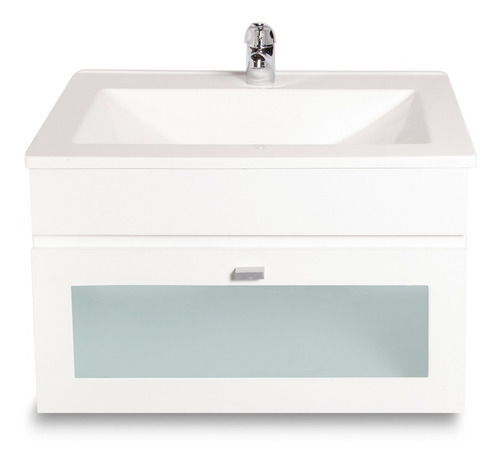Imagen 5 de 5 de Vanitory Laqueado Colgar Blanco 50cm Bacha 100% Marmolina