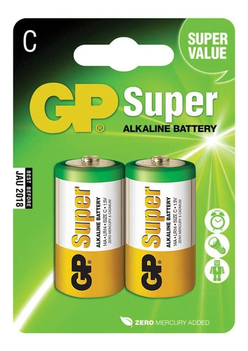 Pilha Alcalina C Média 1.5v Gp Batteries C/ 2 Unidades