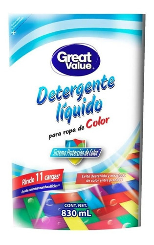 Detergente Líquido Great Value Para Ropa De Color 830 Ml