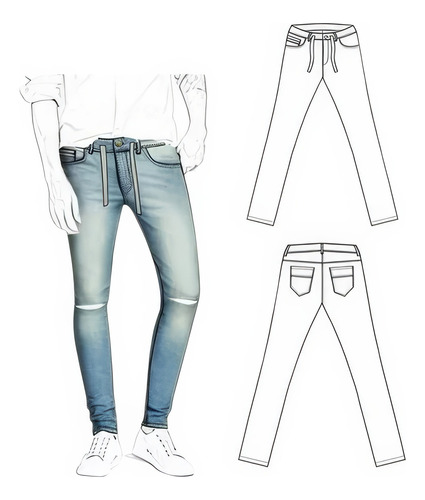 Moldería Textil Unicose -  Pantalon Chupin Jeans Hombre 1701