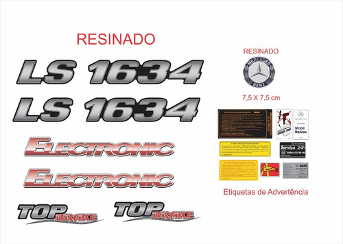 Imagem 2 de 5 de Kit Adesivos Mercedes Benz Ls 1634 Top Brake Eletrônico 111