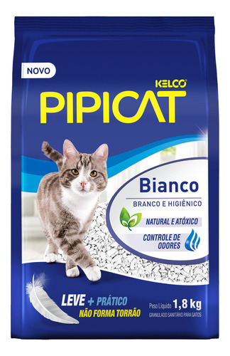 Areia Sanitária Kelco Pipicat Bianco 1,8 Kg Rápido