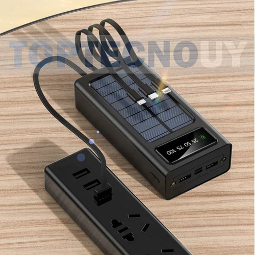 Cargador De Emergencia Power Bank Solar 20000 Mah Con Cables