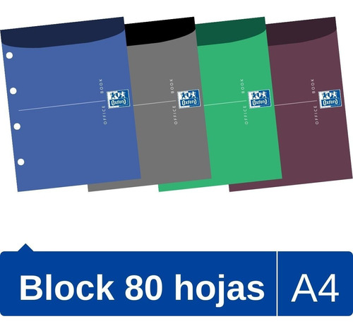 Block A4 De 80 Hojas Cuadriculado Oxford Colores Surtidos Color Multicolor