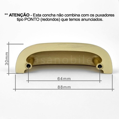 10x Puxador Concha Gaveta Armário Móveis Dourado Retrô C3255