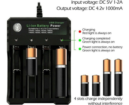 Cargador Multiple Pilas De Li-ion 3.7v Usb, Pilas Vaper