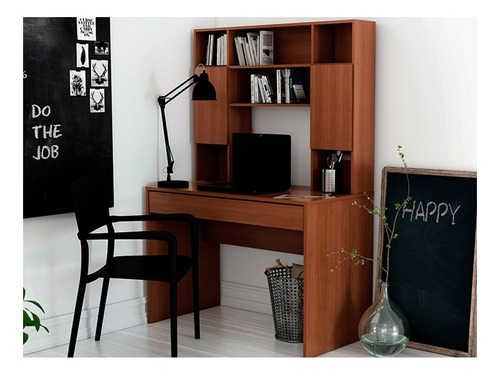 Escritorio Mosconi 720 con alzada 1 cajón melamina de 121m x 168cm x 60cm tabaco