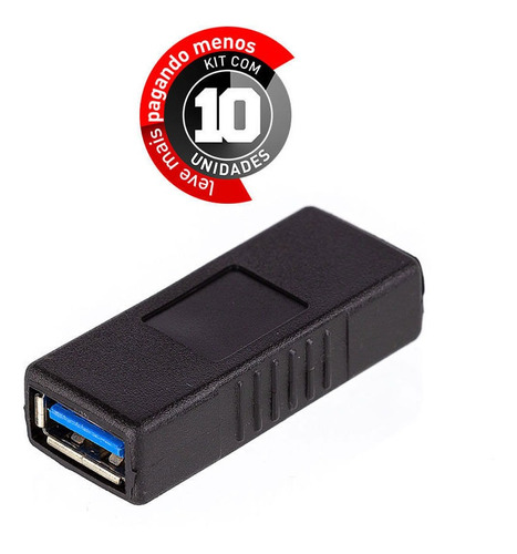 Emenda Usb 3.0 - Fêmea X Fêmea - Ultra Velocidade - Kit 10