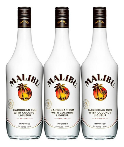 Ron Malibu Con Coco 750ml X3 Original Origen Barbados Oferta