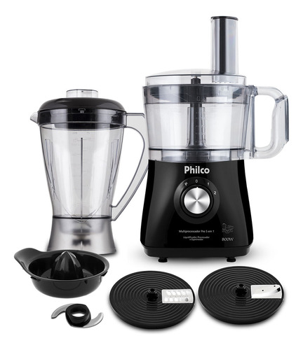 Multiprocessador Philco Pro 5 Em 1 Inox 800w Cor Preto 220v